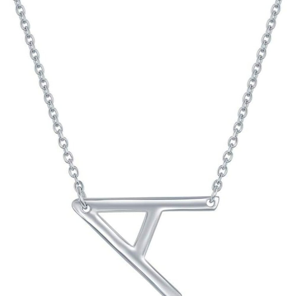 Sterling Silver Sideways Initial Necklace - Initi… - image 1